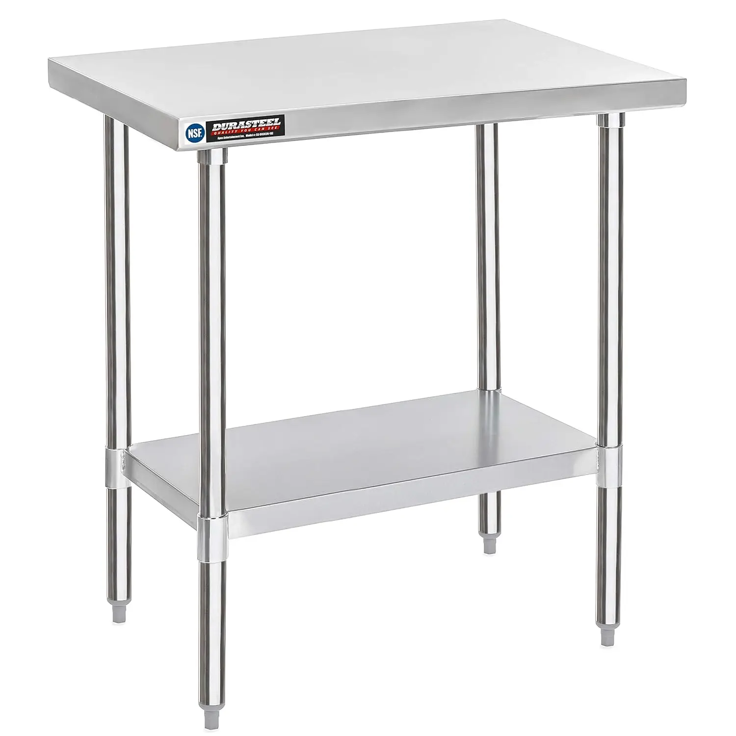 

Prep Stainless Steel Table - DuraSteel 30 x 36 Inch Commercial Metal Workbench with Adjustable Under Shelf - NSF Certified - For