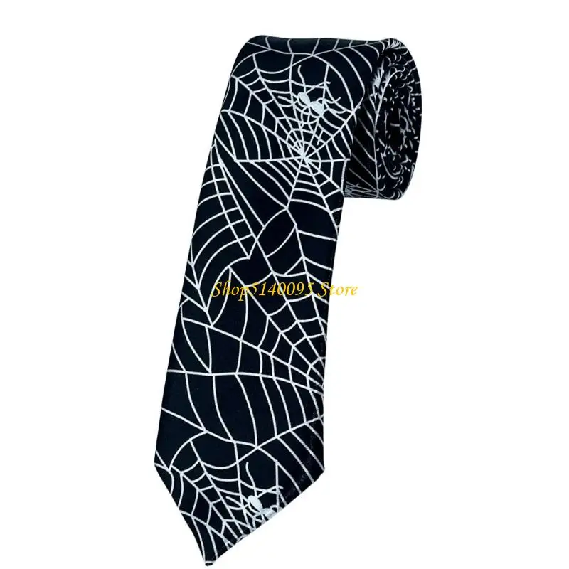 dxae punk skull spiderweb necktie for festival business event cosplay cosplay accessories