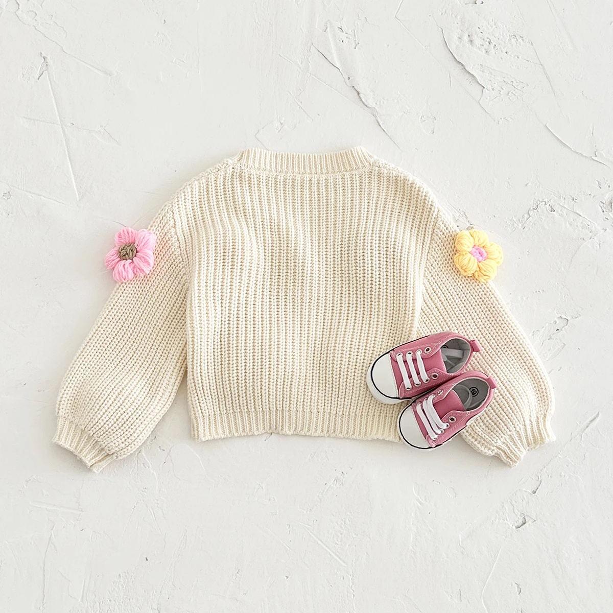 2024 Girls Baby Sweaters Autumn Winter Baby Top Loose Cardigan Coat 3D Flower Handmade Korean Newborn Baby Clothes 0-3Y