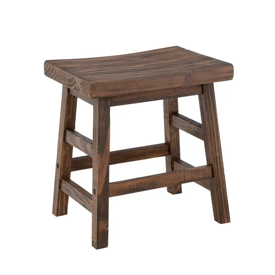 

20Inch Counter Height Saddle Seat Barstool Solid Wood, Backless Rustic Farmhouse Stool in Natural Finish for Kitchen Island or D