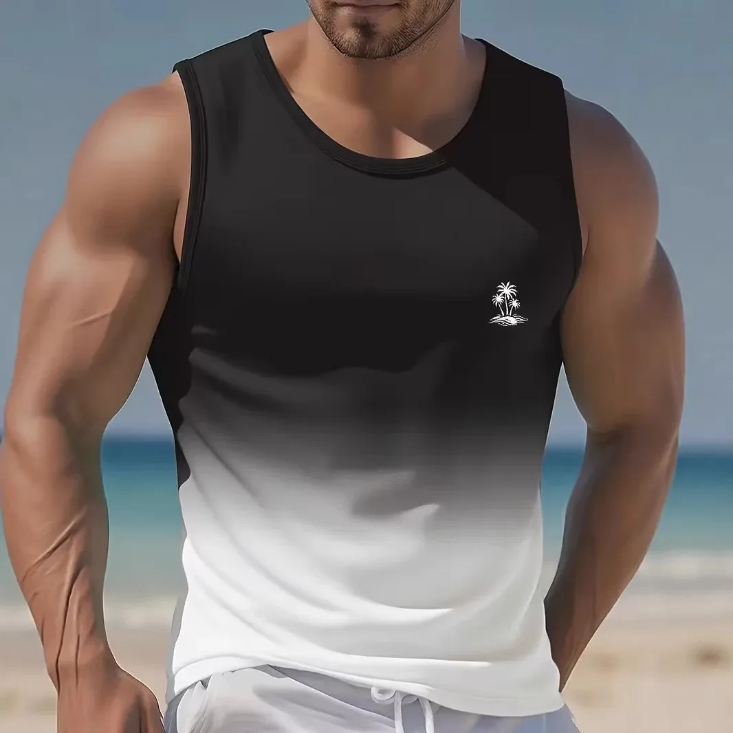 

Новая мужская спортивная майка с 3D-принтом и градиентным цветом для фитнеса и повседневной носки