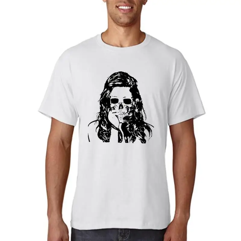 

Мужская футболка из 00% хлопка с принтом черепа, повседневная, свободная посадка, молодежный воротник Faion Генри, Nine Sve, утягивающий сле