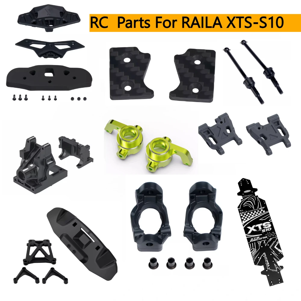 

RC Chassis Spare Parts For RAILA XTS‑S10 Steering Hub Top Plate Swing Arm Battery ESC Mount High Strength RC Upgrade Parts