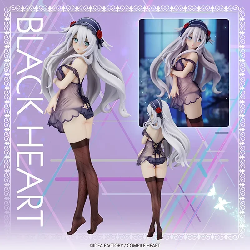 24cm Anime The Animation Figures Black Heart Flare Action Figures Noire Cute Camisole Pajamas Model Collection Toys Gifts