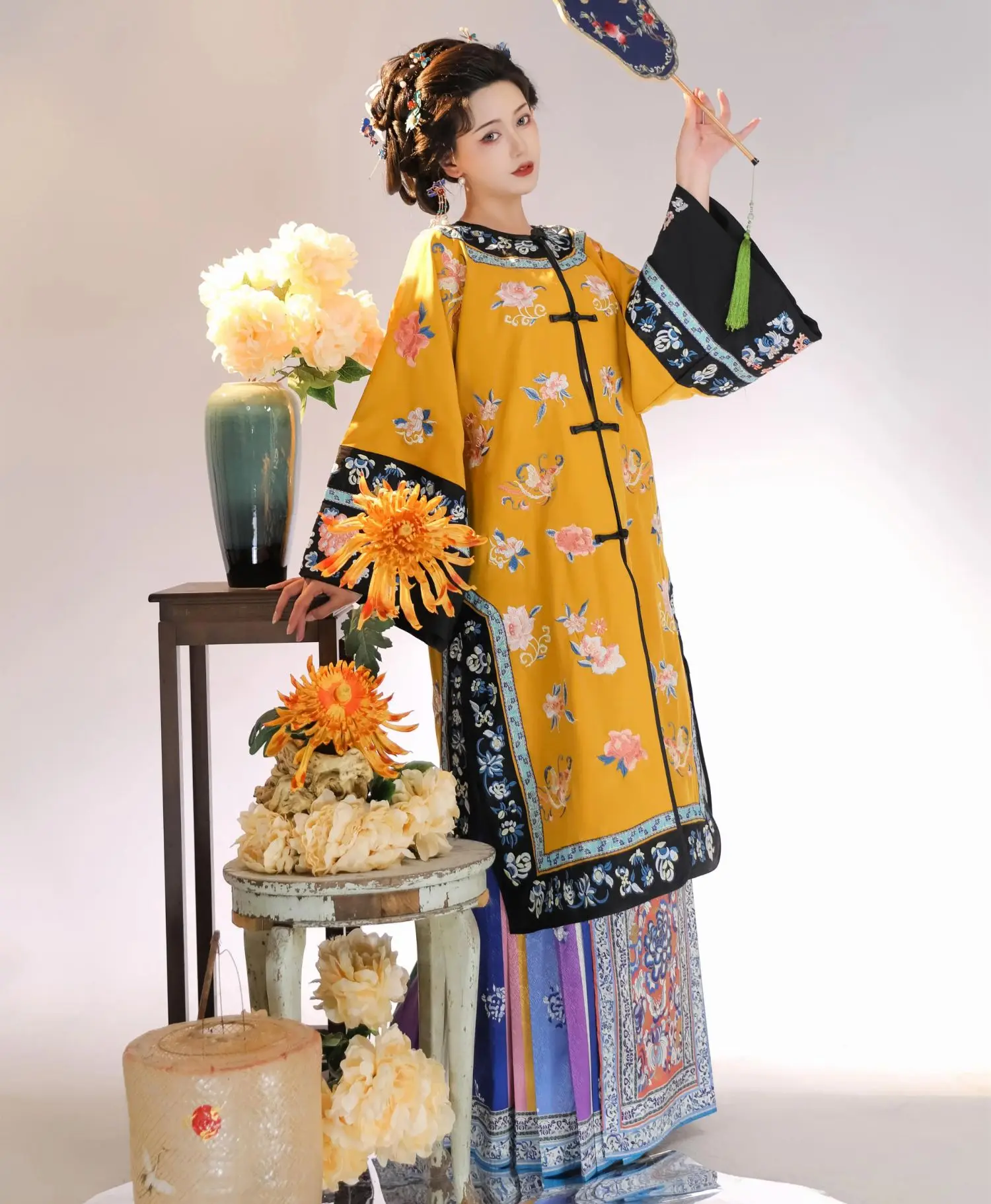 Haft hanfu Qing Han damska spódnica Hanfu w stylu chińskim haft przemysłu ciężkiego chińska sukienka dynastii Qing Mamianqun