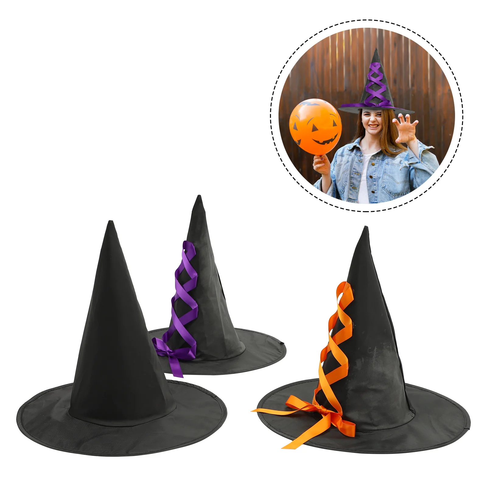 

3pcs Halloween Halloween Party Cosplay Hat Reusable Cloth Hat For Party Cosplay Photo Prop Stage Performance Costume Accessory