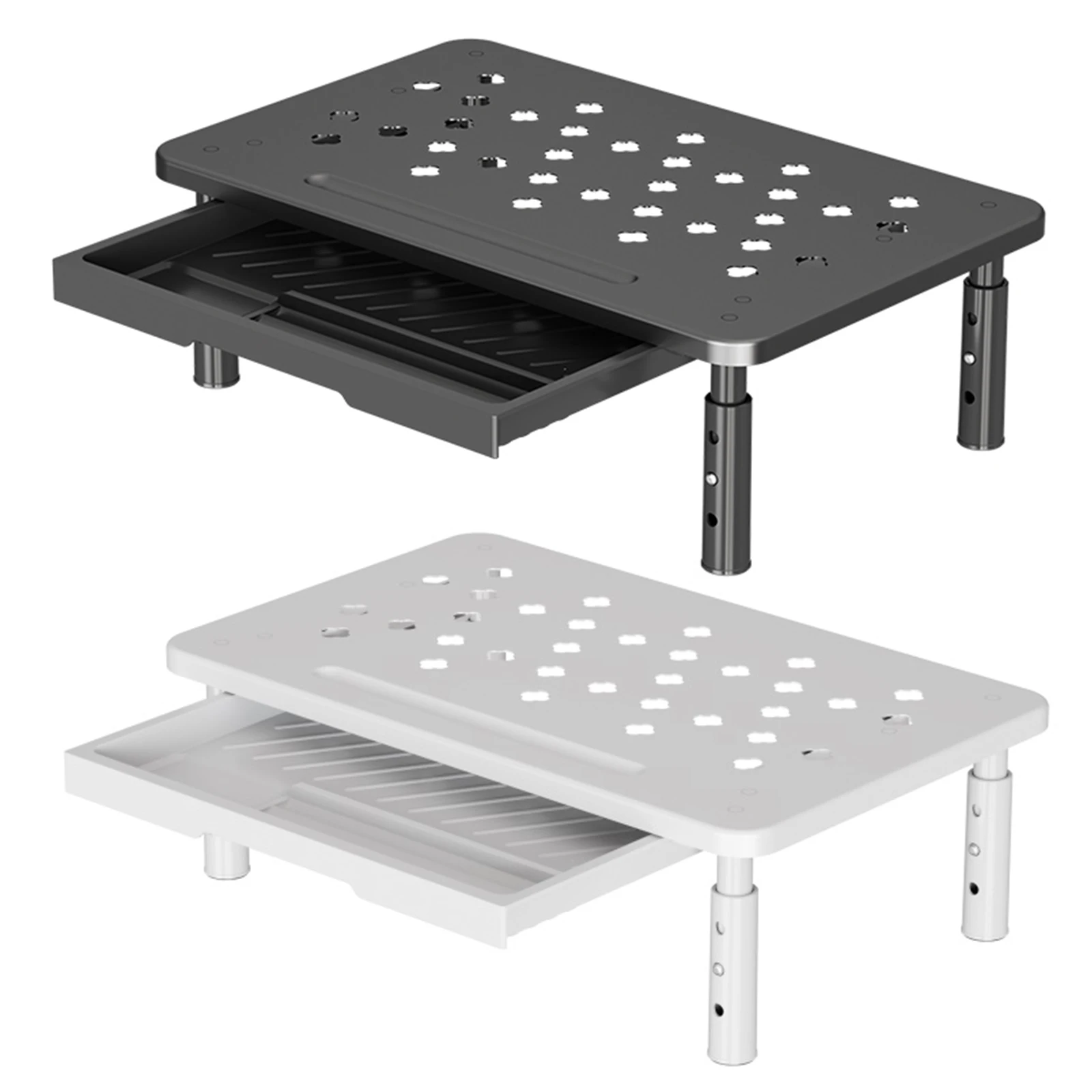 حامل شاشة الكمبيوتر 3 ارتفاع قابل للتعديل مع فتحات تدفق الهواء وحامل الكمبيوتر المحمول للوازم المدرسية المكتبية والمنزلية