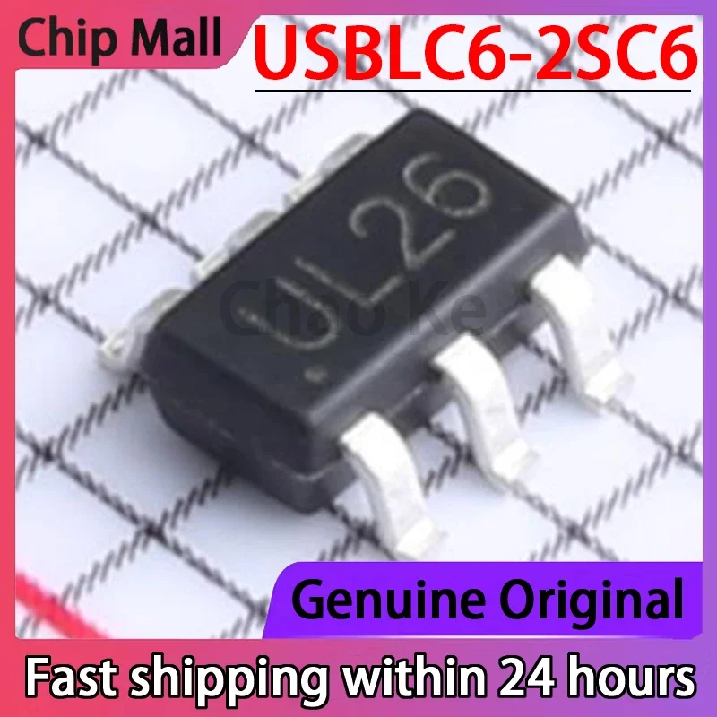 

20PCS New USBLC6-2SC6 Screen Printed UL26 SOT-23 SMT ESD Protector Chip
