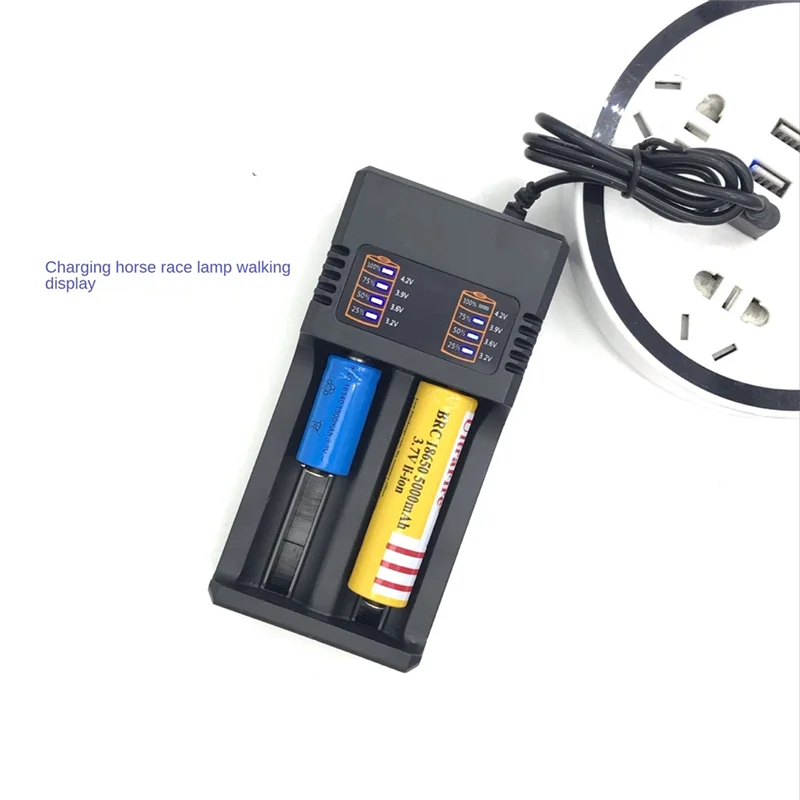 SQPP-1 Stück Smart 18650 Ladegerät Universal Akku USB Ladegerät Smart Ladegerät 2 Steckplätze für wiederaufladbare Batterie