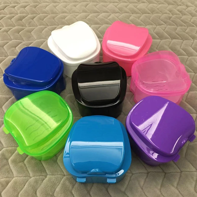 Denture Storage Box Orthodontic Retainer Case Mouth Guard Container Cleaning Holder Oral Care Organizer For Dental Appliances