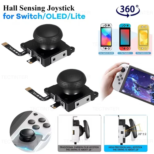 Imagen 1 del producto Joystick de Efecto Hall para Nintendo Switch/Lite/OLED, Repuesto de Palanca Analógica 3D para Control, Accesorios de Reparación para Videojuegos