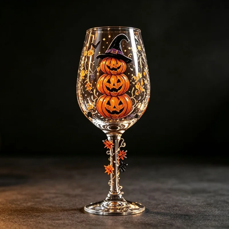 Halloween Wine Glass Set Gift Box Glass Goblet Luxury Art Glassware for Winter Party Table Decor Holiday Drinking Gift Supplies