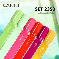 CANNI Kit de Esmalte de Uñas en Gel de 9ml, 6 Piezas, Sin TPO, Colores Brillantes de Verano, Alta Pigmentación, Esmalte de Uñas en Gel Neón, Secado con Lámpara UV LED