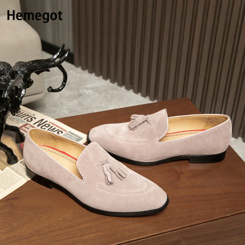 Frente borla homens mocassins deslizamento em sapatos masculinos marca de luxo sapatos formais primavera outono escritório trabalho vestido sapatos mocassins