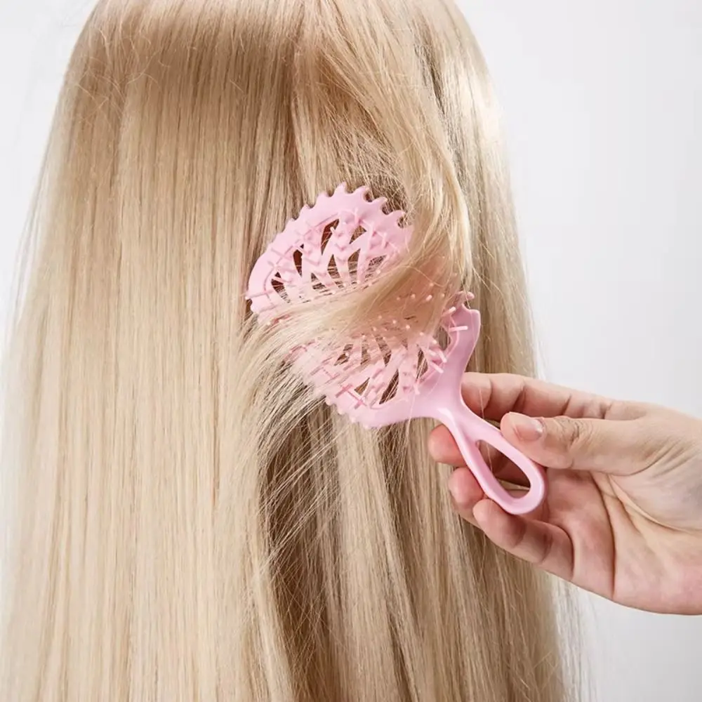 Portable Mini Fluffy Hair Comb Hollow Anti-static Scalp Massage Comb with Lanyard Wind-shaped Hair Brush Hair Styling Tools
