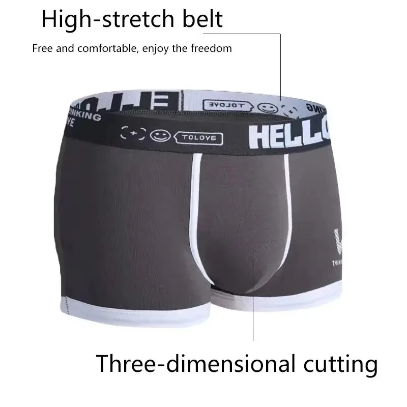 4 PCS 2024 Men\'s Underwear Cotton Underwear Letter Waistband Comfortable Breathable Soft Boxer Fashion Casual Sports Shorts