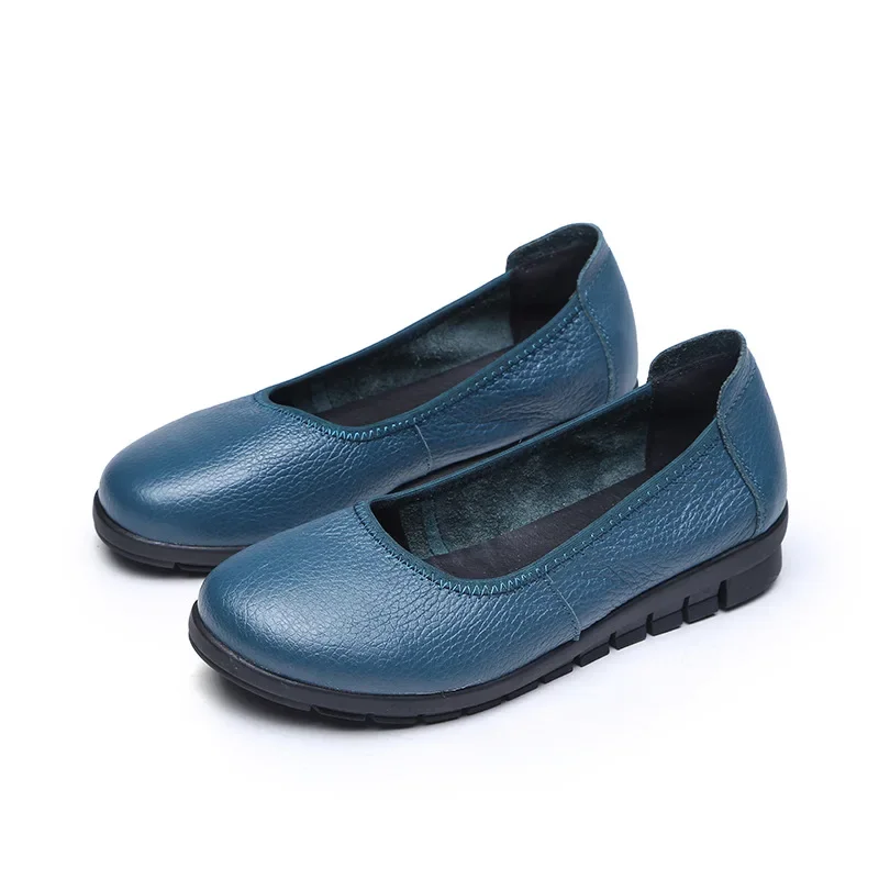 Shoe for Women Soft Leather Black Shoes Flat Shoes Thick Sole Flat Shoes Professional Shoes Work Shoes Women\'s Mother Shoes