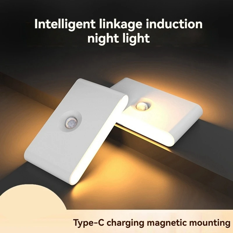 ABAE-โคมไฟบันไดแบบชาร์จไฟได้พร้อม Motion Sensor,Warm White Night Light,วางในทางเดิน,ห้องครัว,ตู้เสื้อผ้า,ห้องนอน,