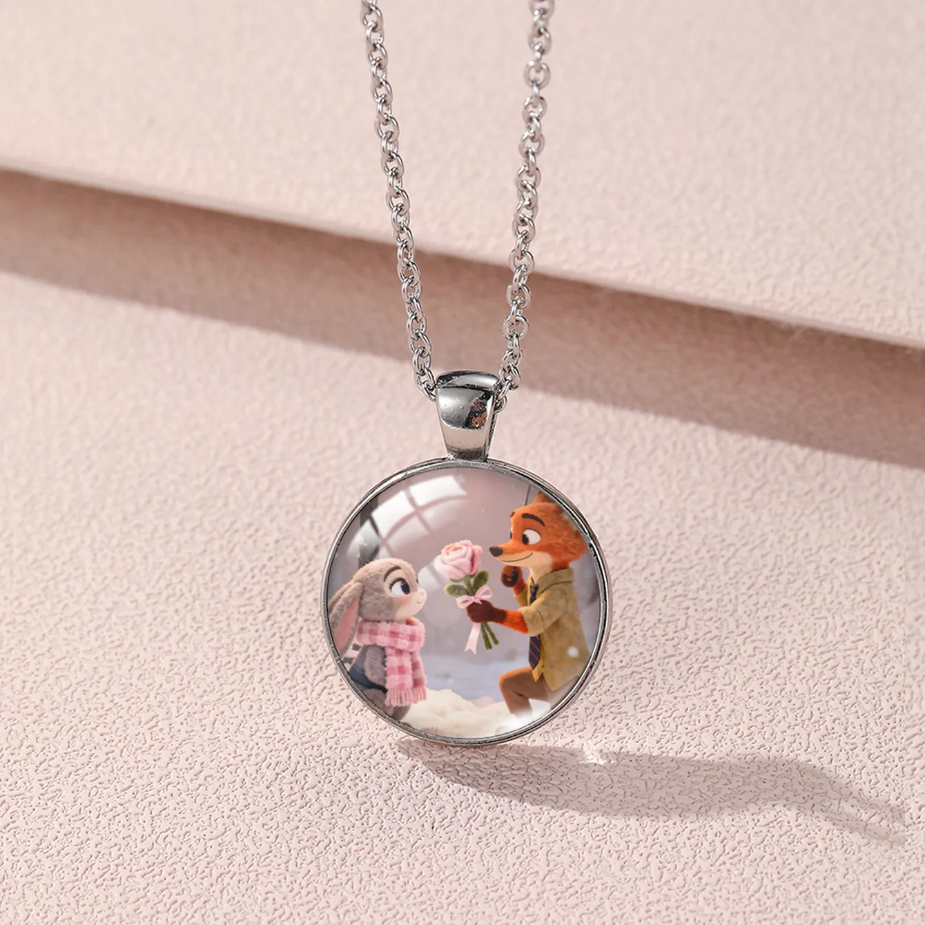 

Anime for Zootopia 2 Heart Pendant Necklace for Girls Fashion couple Chain Women Charms Accessory couple Gift