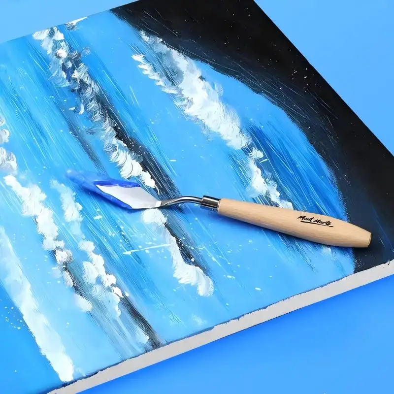 Art Oil Painting Scraper Wooden Flat Head Stainless Steel Gouache Paint Color Sharp Knife Art Tools Student Art Supplies 1/4pcs