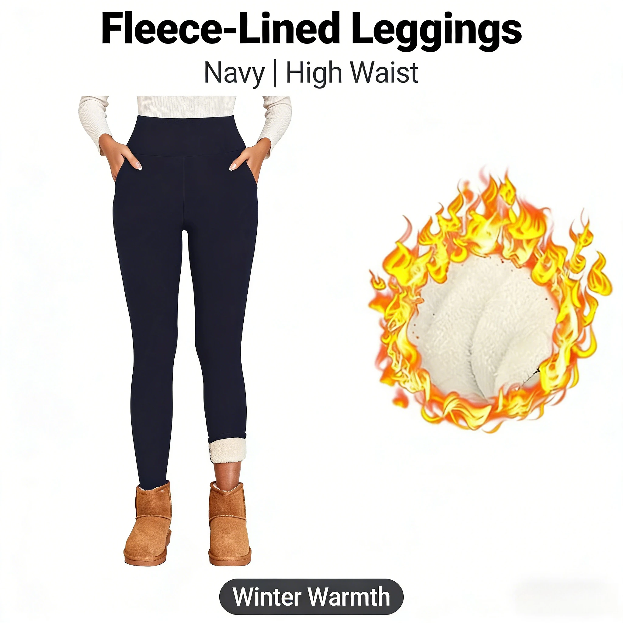 

High Waisted Thermal Leggings for Women Fleece Lined - Thick Soft Fabric Tummy Control Winter Workout Running Yoga Warm Pants