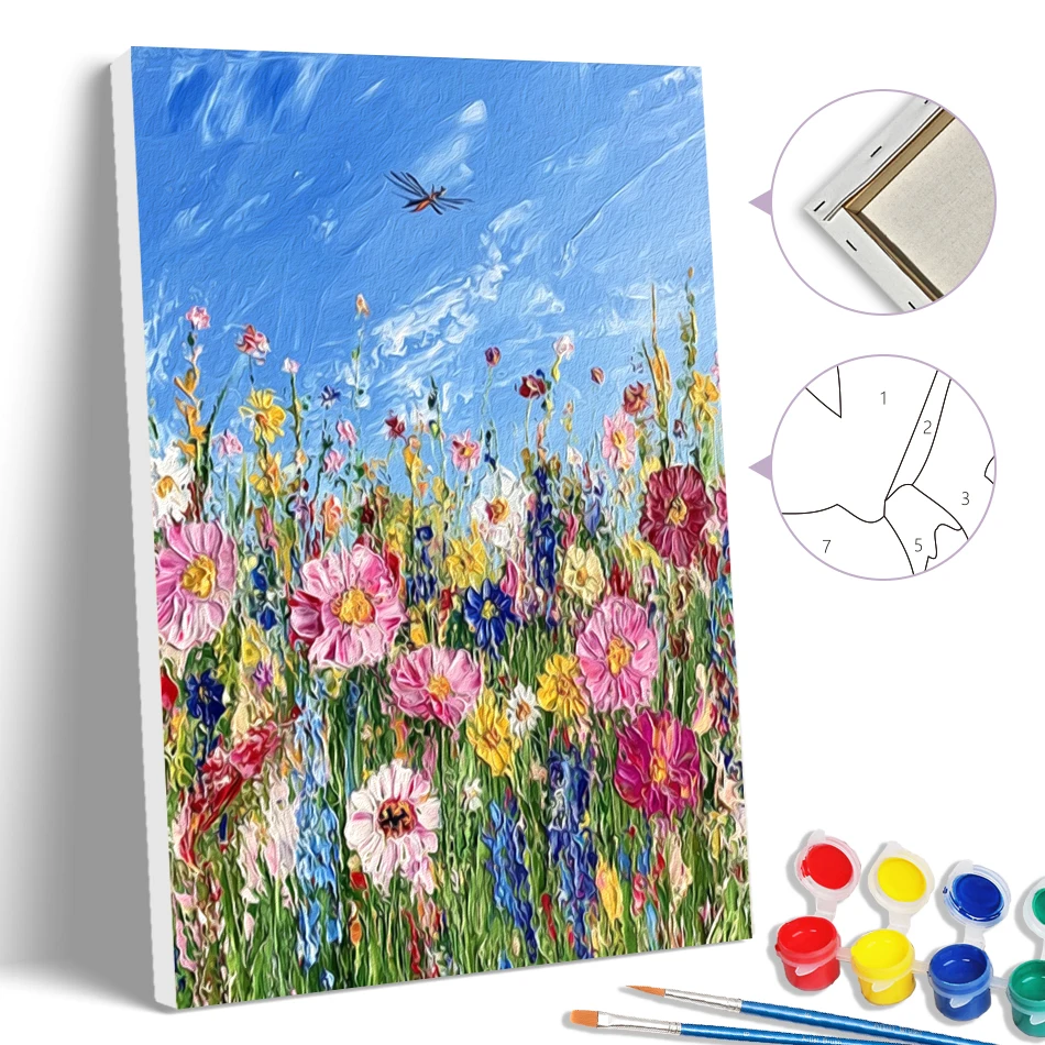 

SDOYUNO Simple Painting By Numbers Simple Pictures Oil Color Markers 20X30cm With Frame flowers For Beginner Drawing On Canvas