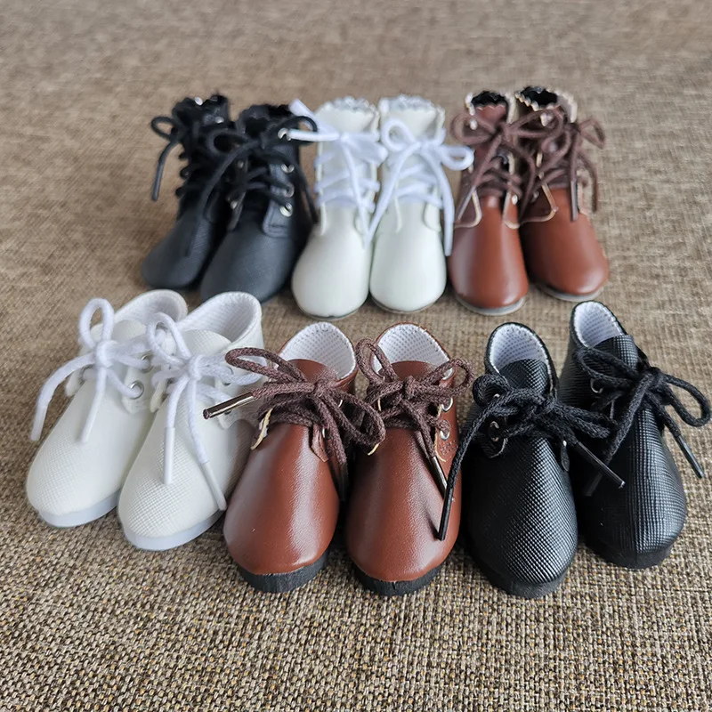 Lederstiefel für 1/4 Puppenschuhe - Weiß Schwarz Braun 7,1cm Länge 2,8cm Breite Geeignet für männliche und weibliche Puppenfußdekorationen