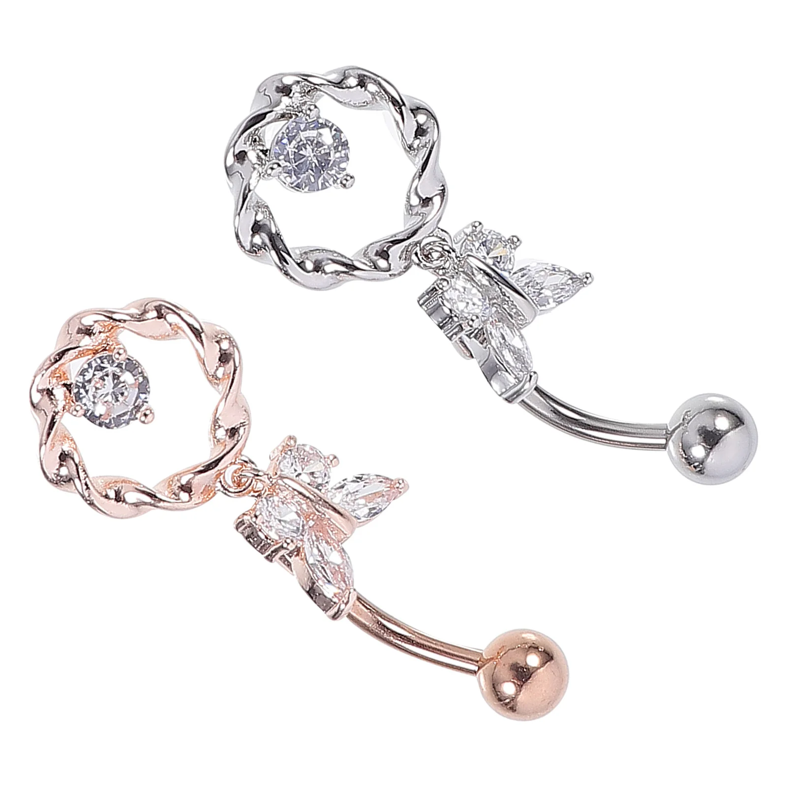 

2 Pcs Navel Barbell Stud Belly Ring Ornament Body Piercing Decor Jewelry Button Rings