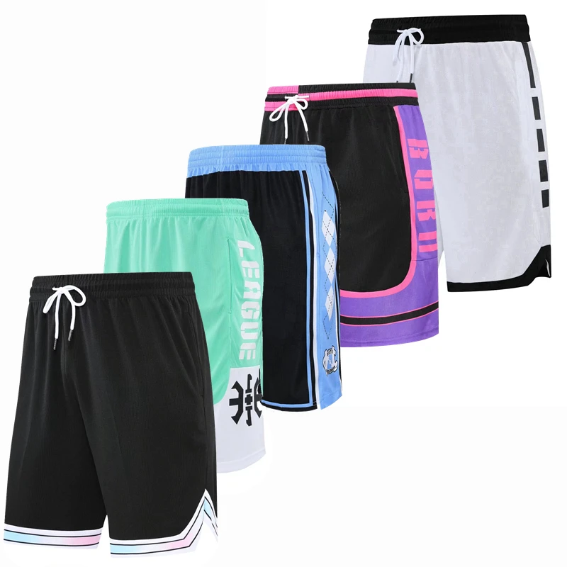 Męskie spodenki kieszonkowe elastyczne oddychające sportowe szorty do biegania trening na świeżym powietrzu Fitness krótki Sweatpant luźne plażowe szorty do koszykówki
