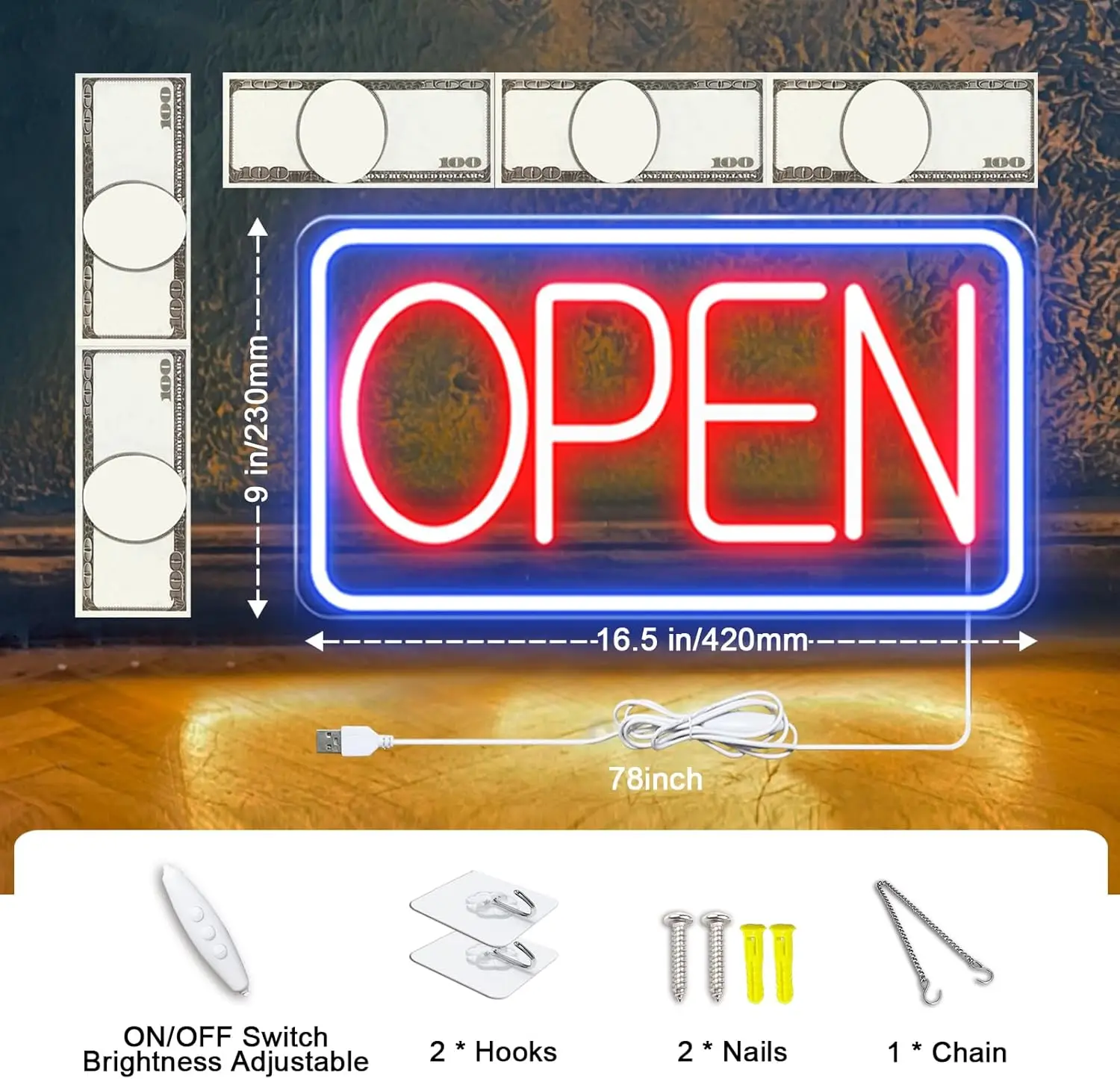 Led Neon Open Signs for Business,16.5