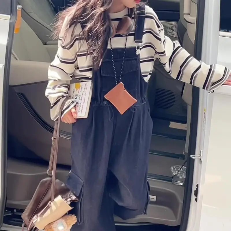 

Kawaii Girl Fashion Sweatshirt Cowboy Overalls Set Student Spring and Autumn Casual Tops Pants 2-Piece Set Children's Clothing