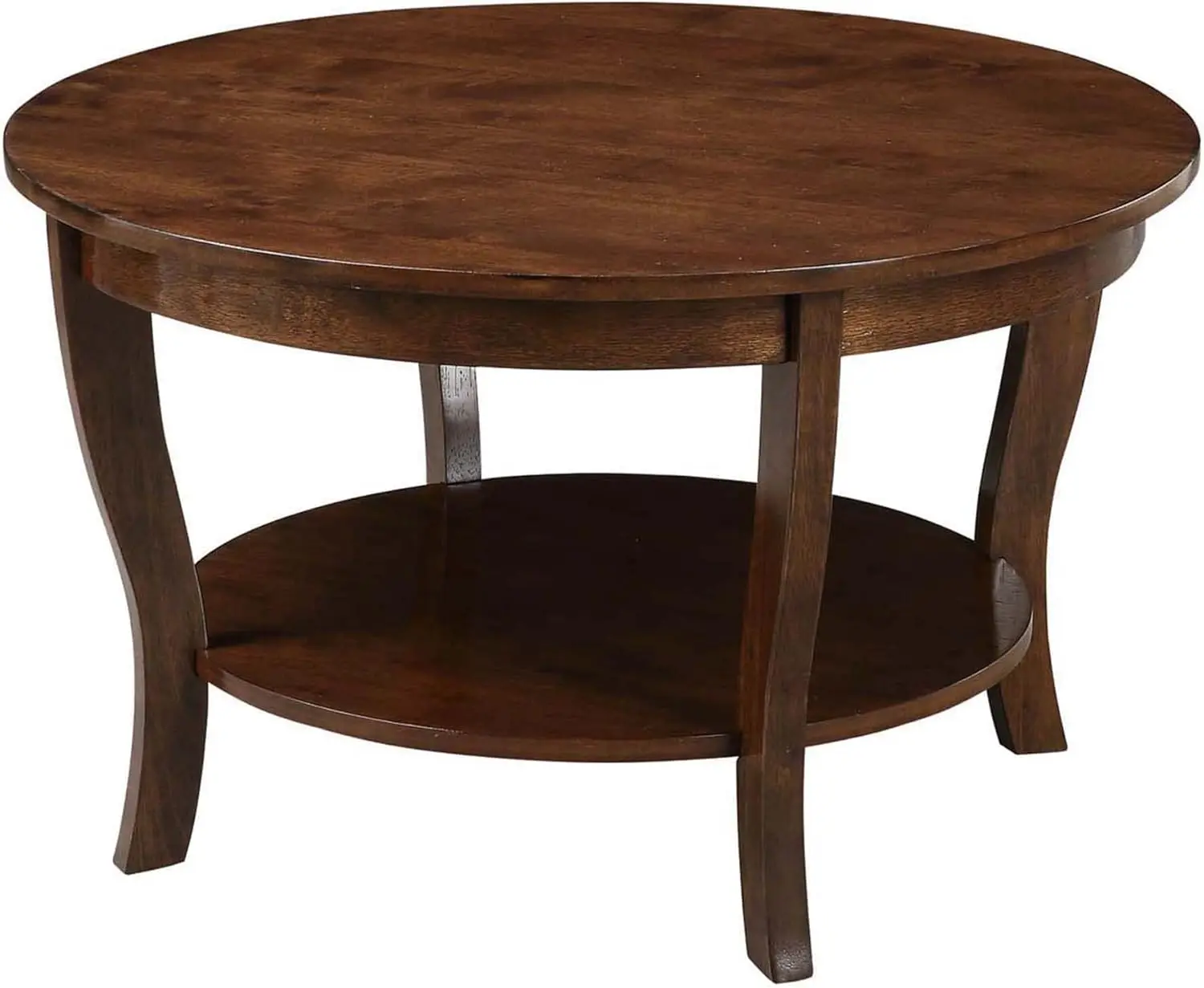 Concepts American Heritage Round Coffee Table with Shelf, 30(L) x 30(W) x 18