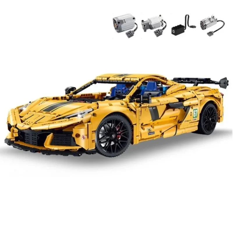Klemmbausteine C8 Z06 1:8 Sportrennwagen mit Motor RC Bausteine Technisches Hypercar-Fahrzeug Modellbausatz Jungen Spielzeug Erwachsene Kinder Geschenk 3788 Teile