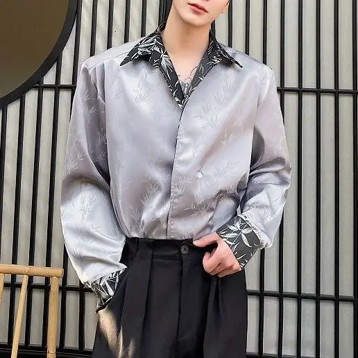 

Foufurieux Весна и осень Новый простой дизайн Красивая стильная мужская рубашка Модная черная свободная повседневная рубашка высокого класса Мужские топы