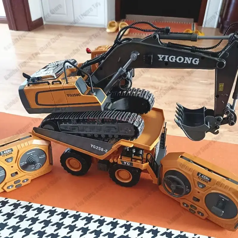 5/11 Remote Control Excavator Electric Engineering Car Yigong Simulation Channel Alloy Remote Control Excavator Kid Outdoor Toy