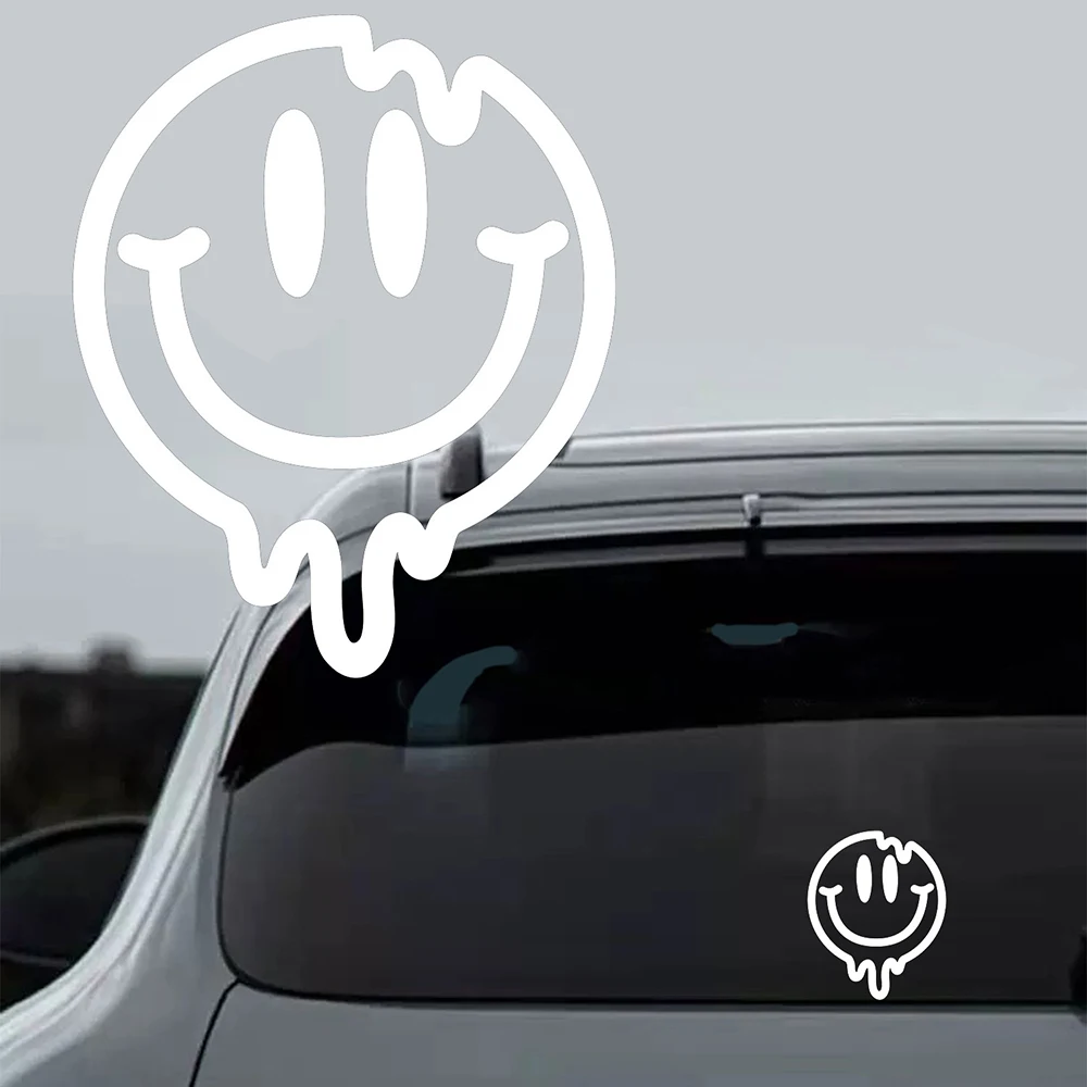 1PC Round Smiling Face Funny Motorcycle Stickers Waterproof for Motorbike Fuel Tank Helmet Fairing Electric Scooter Vinyl Decals