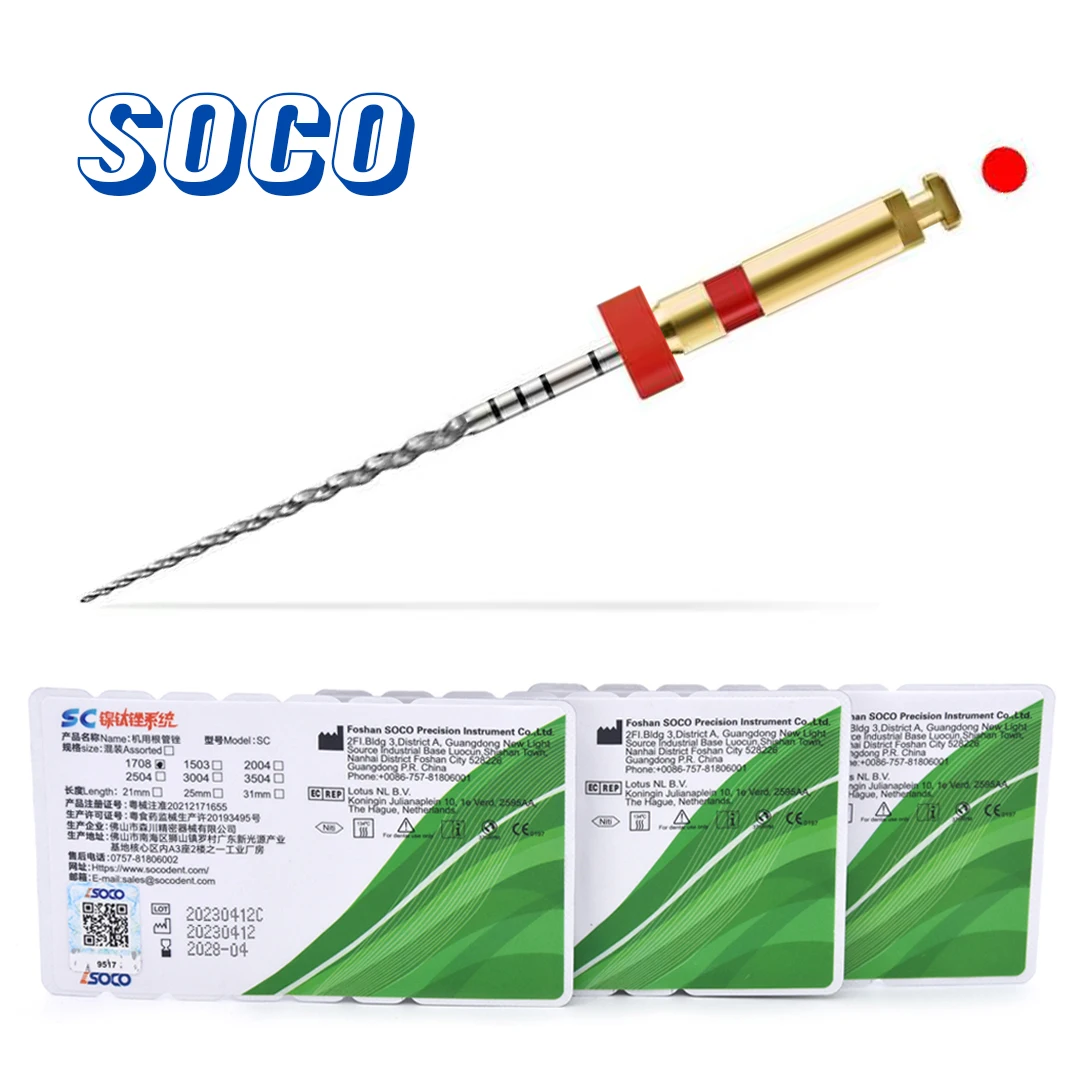 SOCO-Lime dentaire à activation thermique en dégradet titane, canal radiculaire, limes endodontiques à distance, limes COXO, sortie d'usine, 6 pièces par boîte