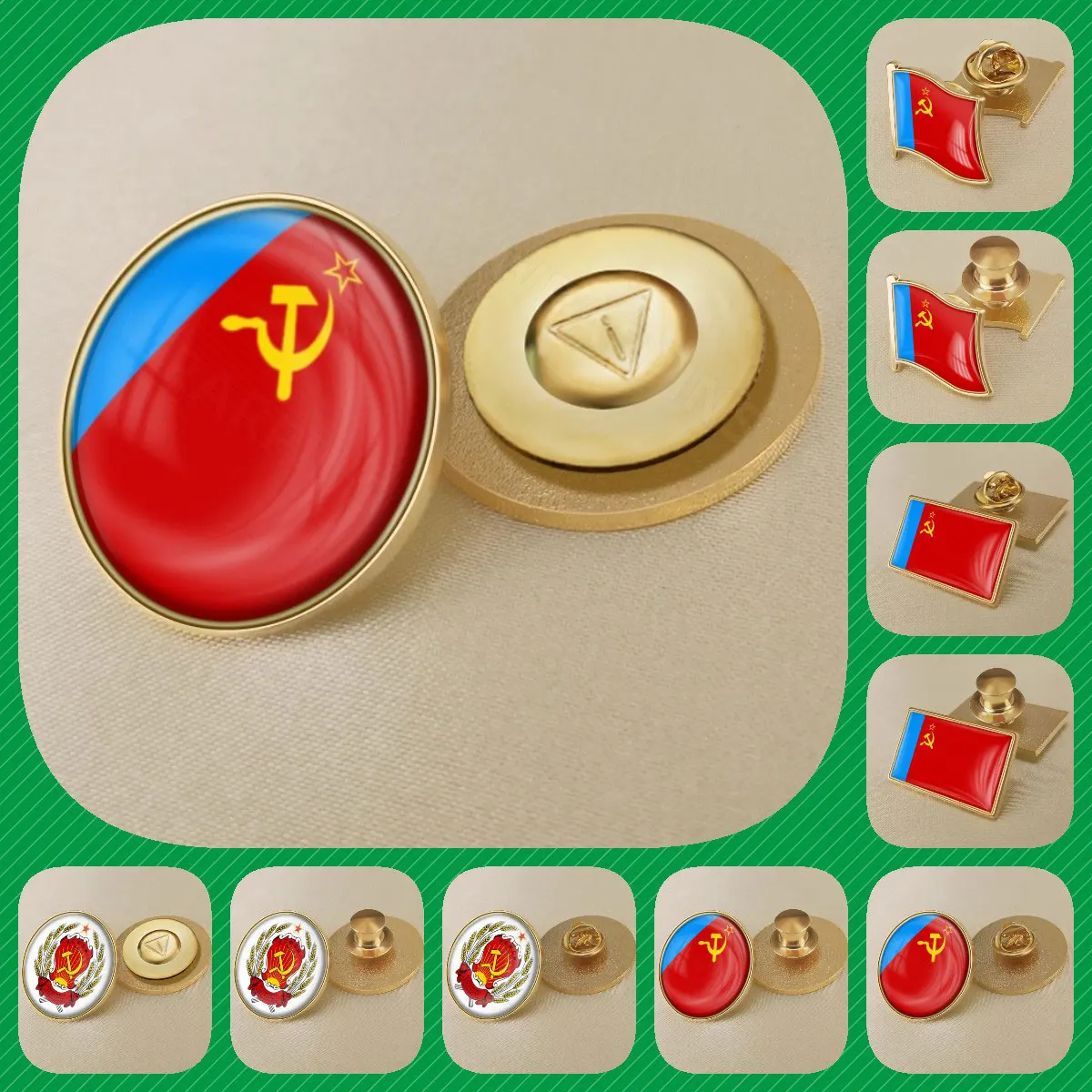 Coat of Arms of Russian Soviet Federative Socialist Republic Flag Lapel Pins Broochs Badges