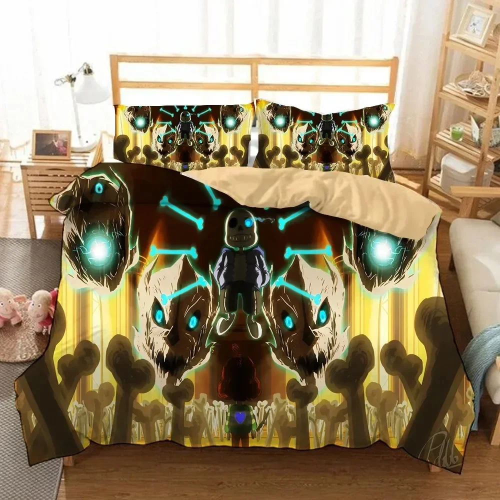Game Undertale Sans  3D Printed Duvet Case Pillowcase Bedding Set Twin Full Queen King Size for Kids Bedroom