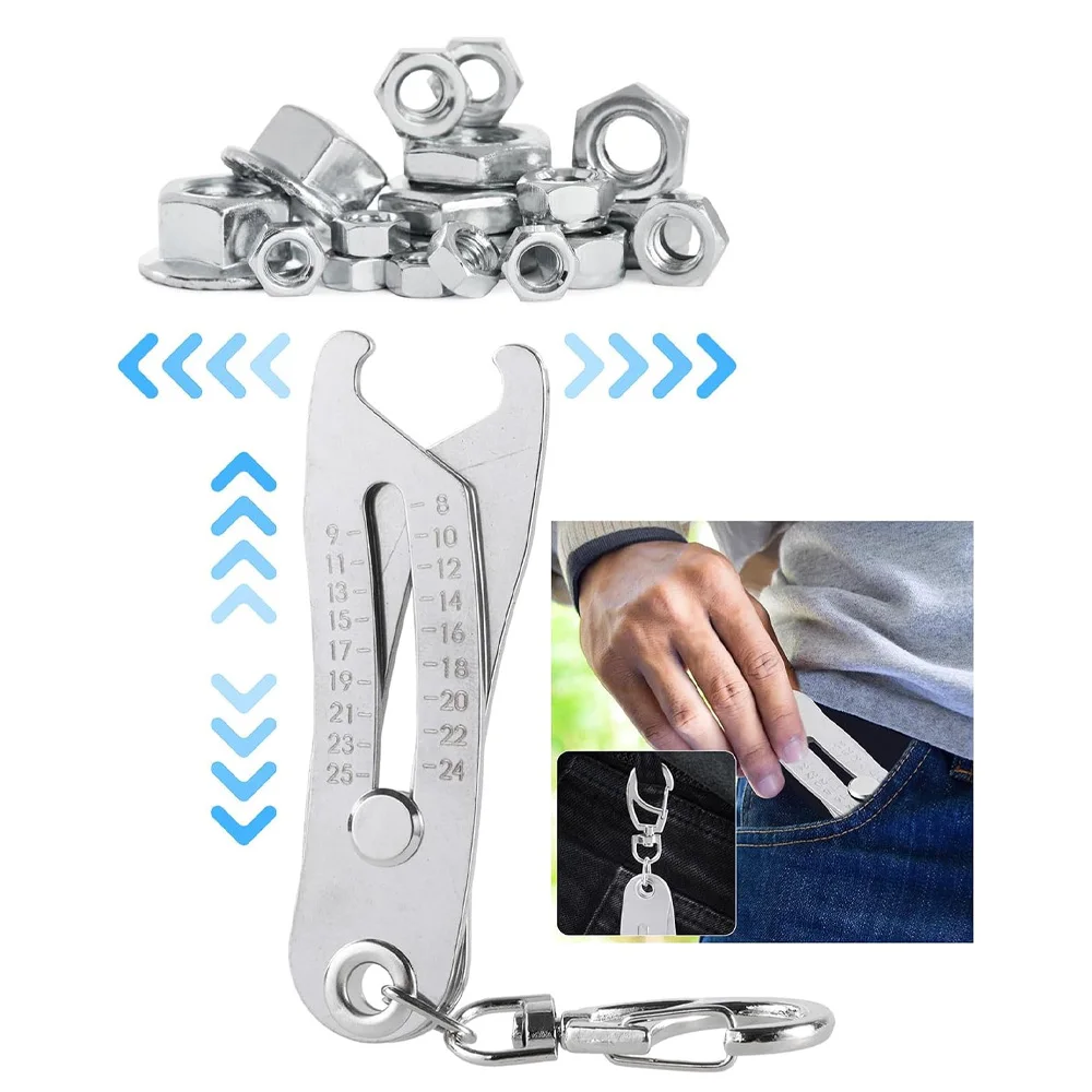 Precise Thread Size Checker Keychain Caliper Portable Gauge Hexagonal Nut Quick Accurate Measurement Screw Thread Measuring Tool