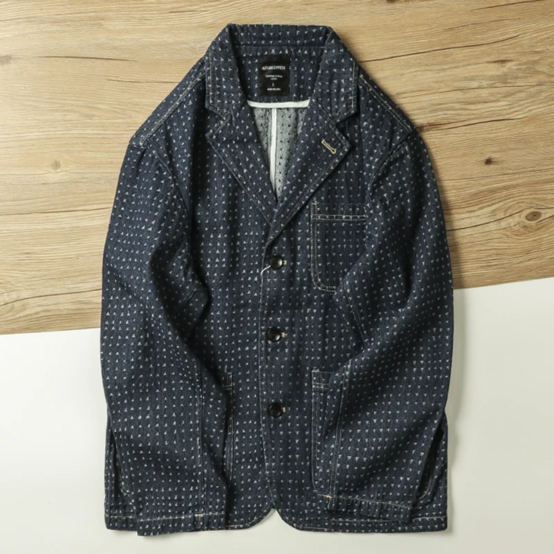 

Amekaji, американский ретро-стиль, осень 2022, новый мужской джинсовый пиджак с длинными рукавами, японская повседневная модная хлопковая рабочая одежда, куртка