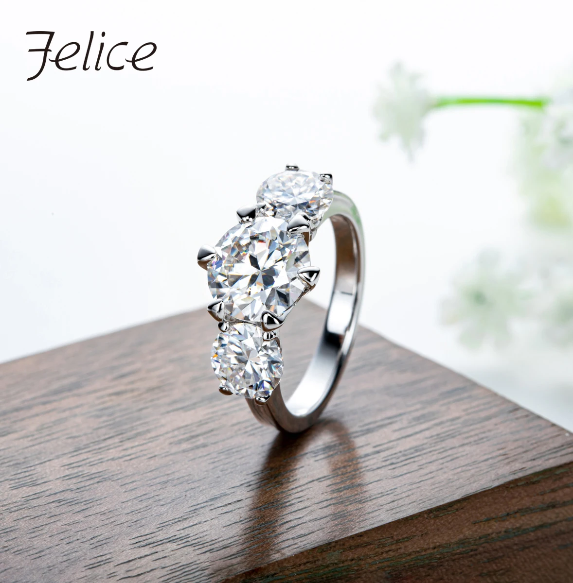 

Felice 5cttw D Color Moissanite Three Stone Engagement Ring For Women 925 Sterling Silver Lab Diamond Wedding Rings Jewelry