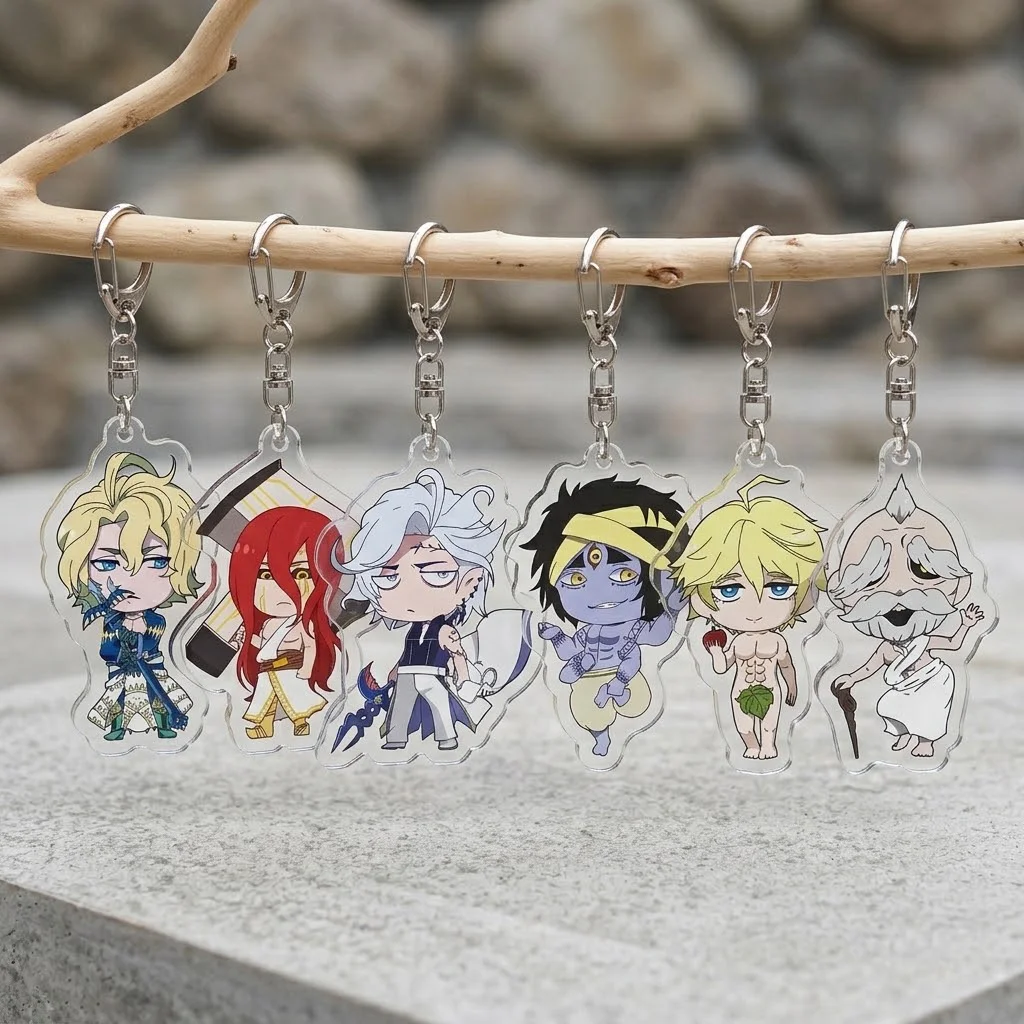 Anime Record of Ragnarok 6CM Q Version Poseidon Hades Shiva Adam Buddha Zeus Vishnu Heracles Bag Pendant Fan Collectibles