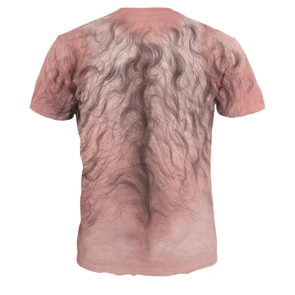 Fun Men's 3d Hair Print Crew Neck T-shirt Short Sleeve Ugly Summer T-shirt Top Clothing for Men