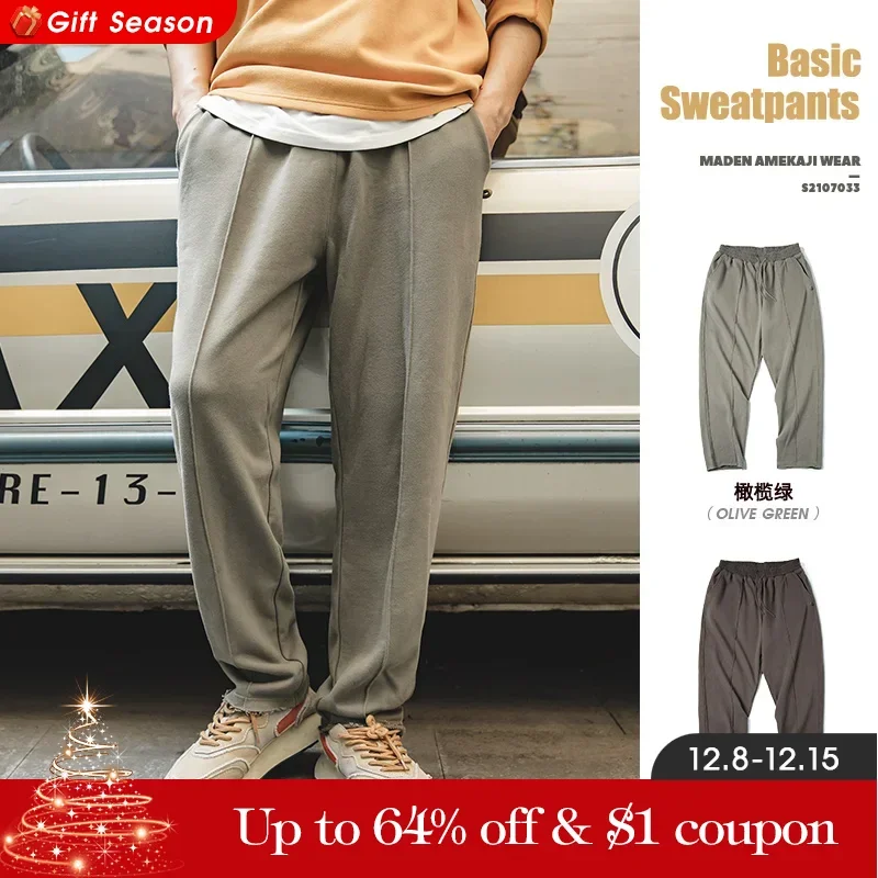 Maden Retro Tapered Three-dimensional Cut Rolled Edge Knitted Pants Elastic Waist Casual Pants Spring And Autumn Men