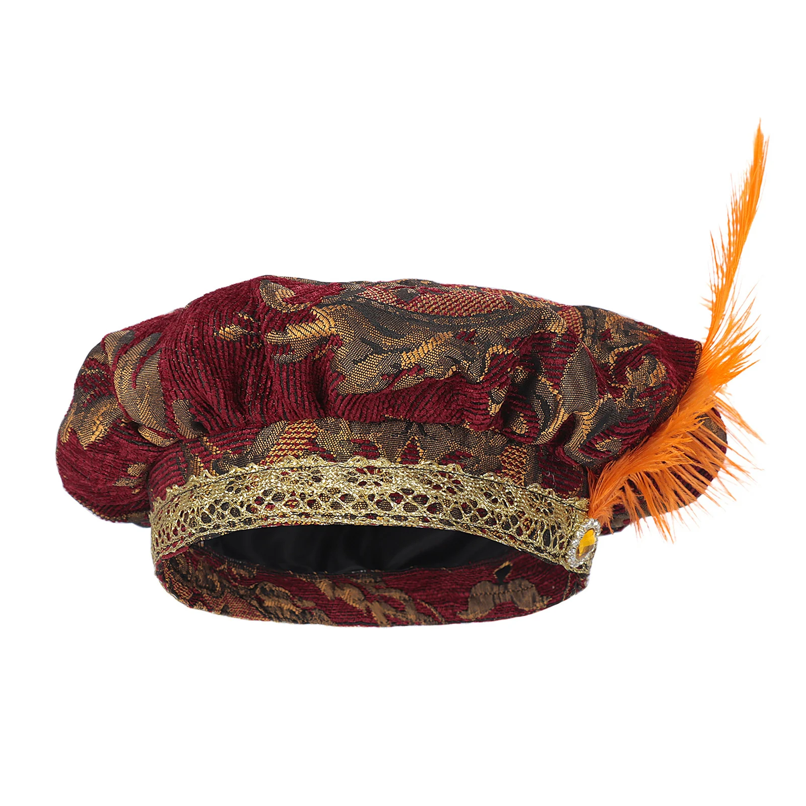 Medieval Feathered Renaissance Hat Beret Floppy Hat Delicate Costume Accessories for Women Men Cosplay