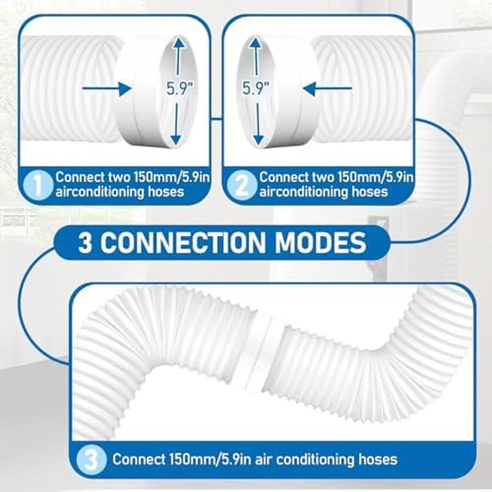 Portable Air Conditioner Exhaust Hose Connector 15cm 5.9 Inch Extension Pipe Adapter For LG Cooling Vent Duct Replacement Part
