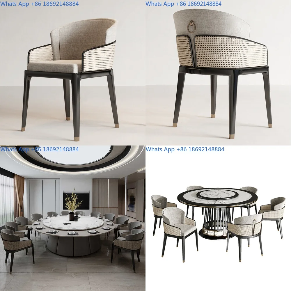 

Solid Wood Rattan Dining Chair for Home Use Nordic Style Upholstered Backrest Seat