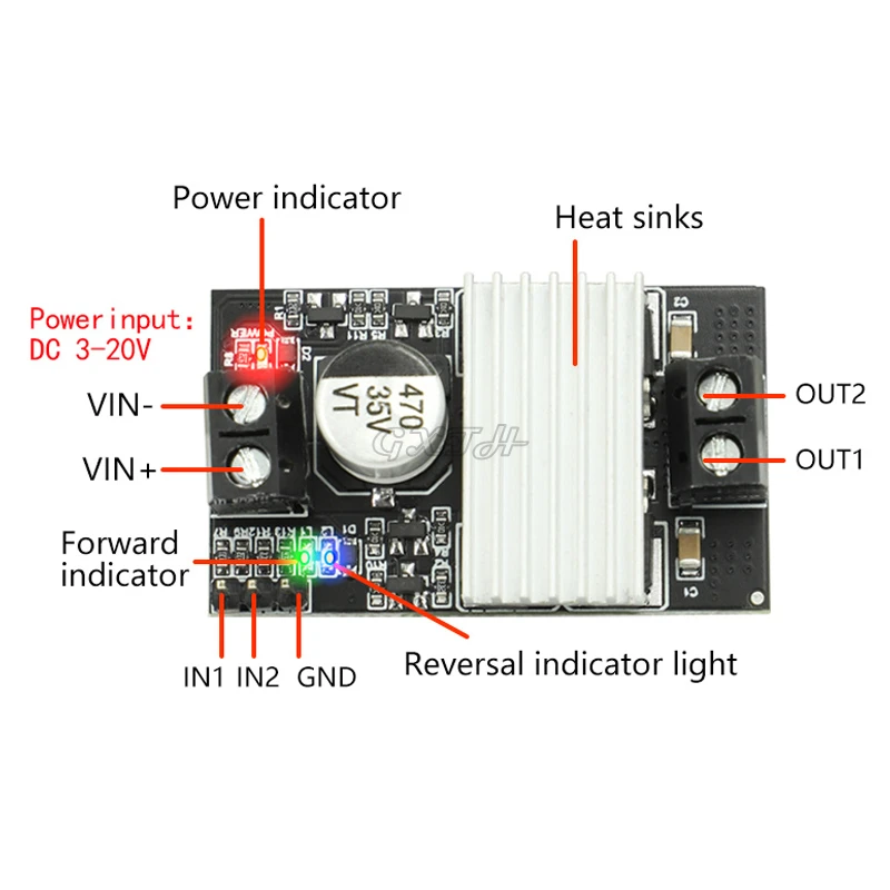 10A High Power DC Motor Drive Module Forward And Reverse PWM Speed Regulation Dimming Wide Voltage High Current 3V-20V