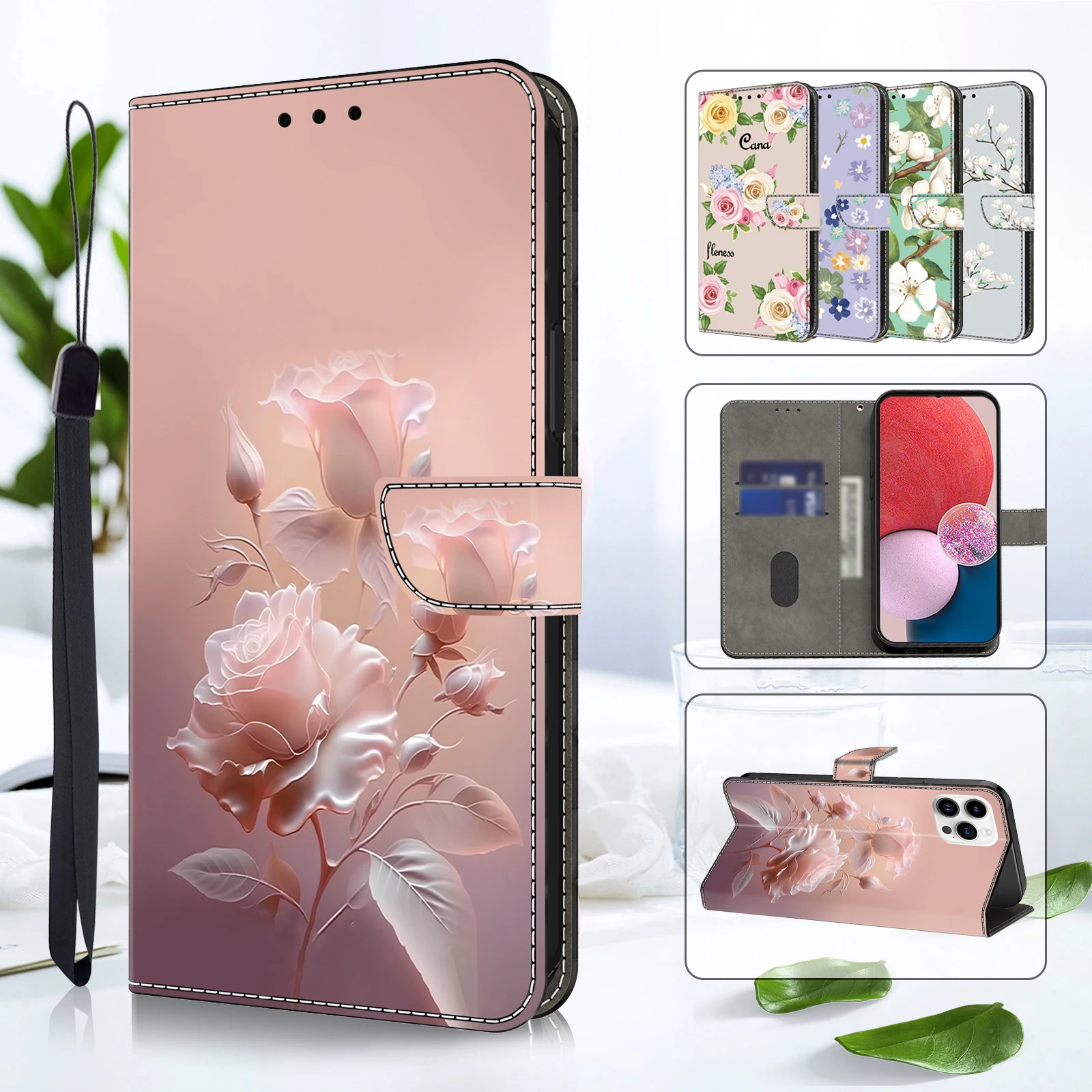 Magnetic Flip Leather Cover for Samsung Galaxy A03S-A05S A12-A16 A25-A26 A35-A36 A55-A56 Painted Wallet Case